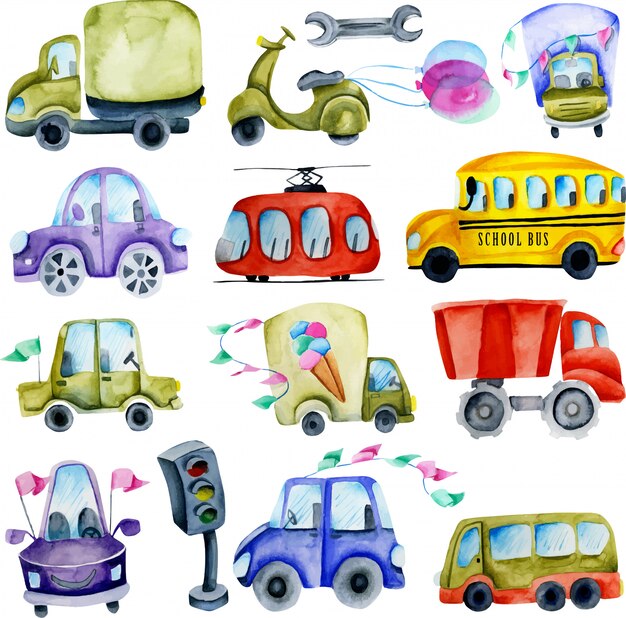 Conception De Cartes De Voeux Joyeux Anniversaire Avec Des Voitures De Course Vecteur Premium