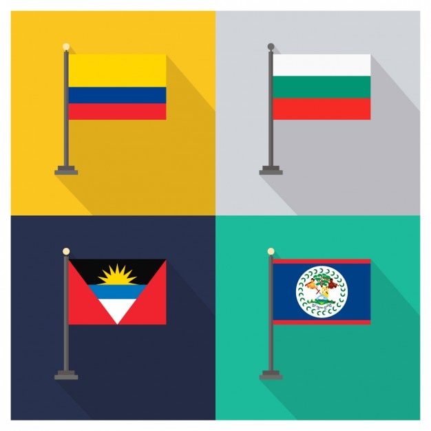 Vecteur gratuit colombie bulgarie antigua-et-barbuda belice drapeaux