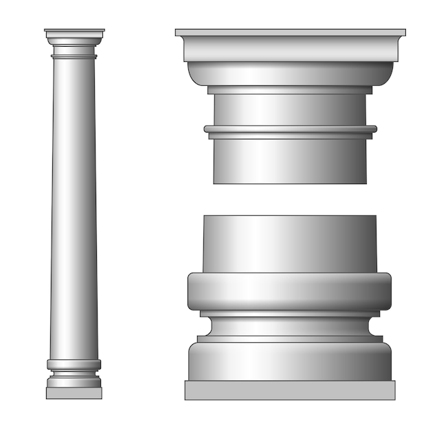 Colonne antique classique. sur blanc