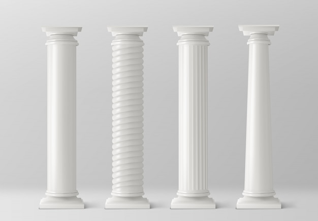 Colonnes antiques sur fond blanc