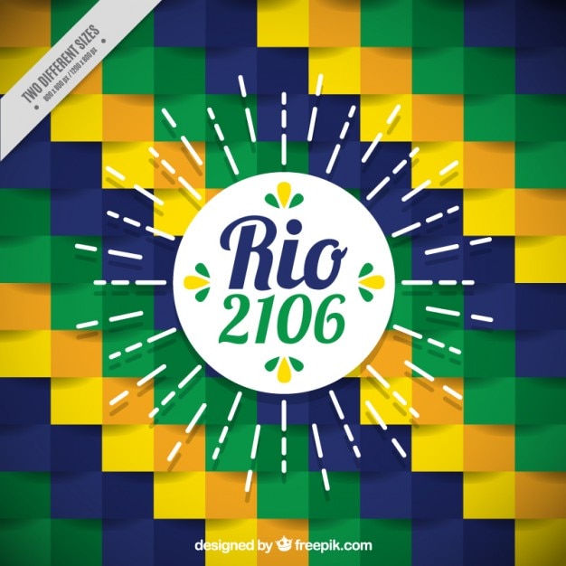 Vecteur gratuit coloré carrés plats fond de rio 2016