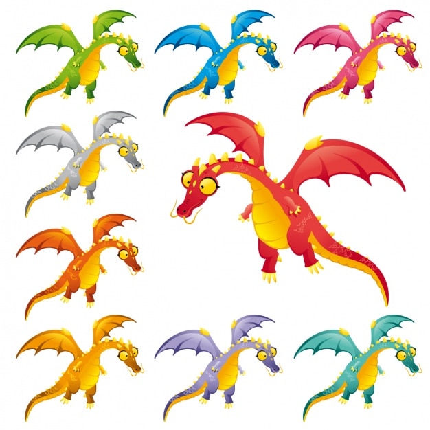 Vecteur gratuit coloré dinosaures collection