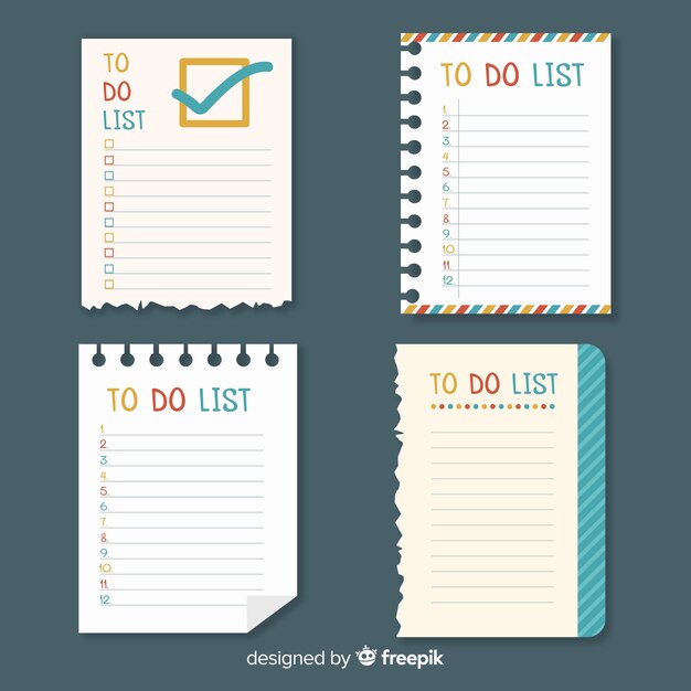 Coloré pour faire la collection de liste avec un design plat