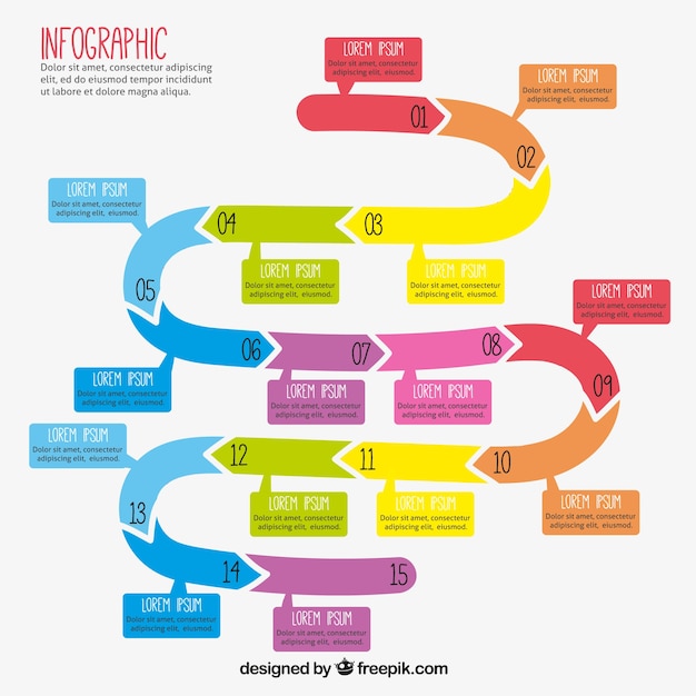 Colored Infographique Avec Beaucoup D'options Et Les étapes