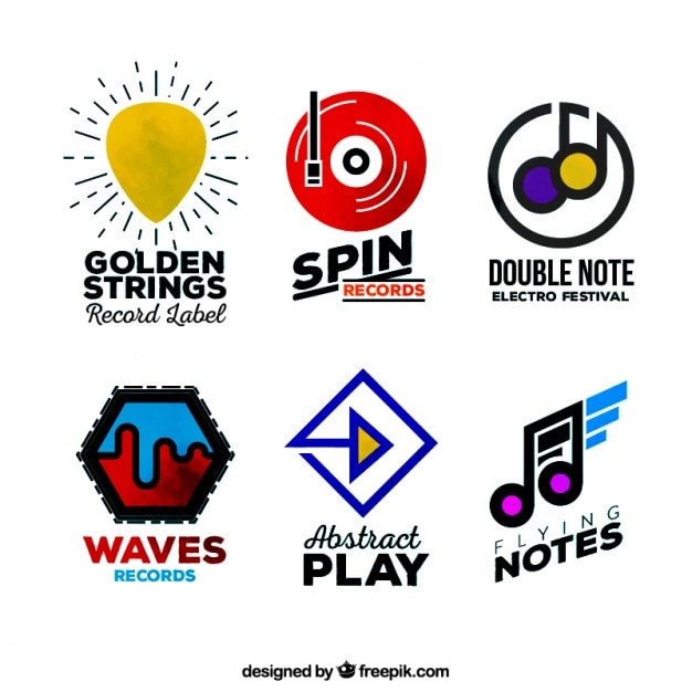 Vecteur gratuit colored logos musicaux collection