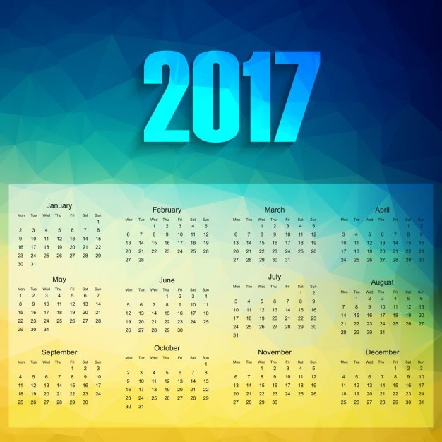 Vecteur gratuit colorful 2017 calendar