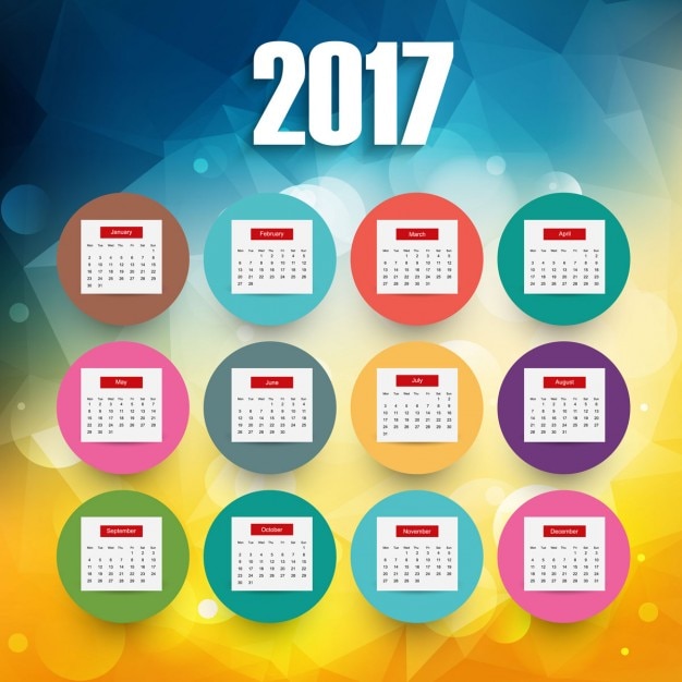 Vecteur gratuit colorful 2017 calendar