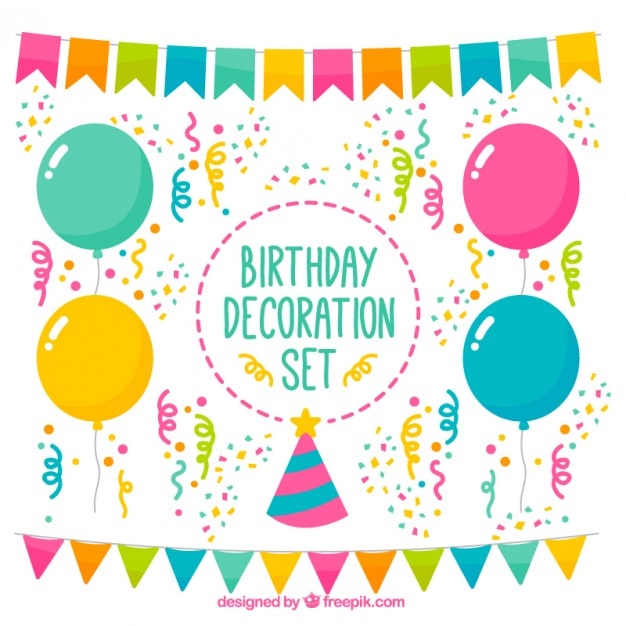 Vecteur gratuit colorful anniversaire parure