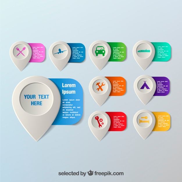 Vecteur gratuit colorful carte pointeurs modèle