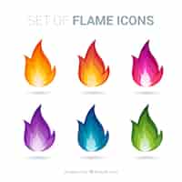 Vecteur gratuit colorful icônes feu flamme
