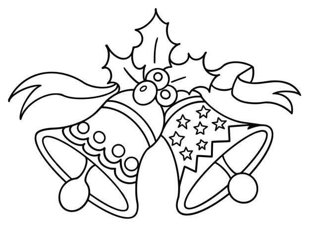 Coloriage Cloches De Noël | Vecteur Premium