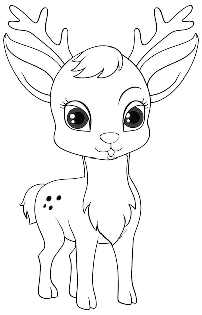 Vecteur gratuit coloriage contour de cerf mignon