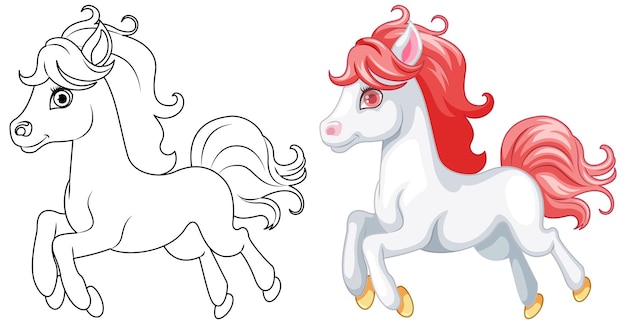 Vecteur gratuit coloriage de contour de licorne mignon