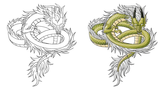 Coloriage De Dessin Anime De Dragon Chinois Pour Les Enfants Vecteur Premium Coloriage De Dessin Anime De Dragon Chinois Pour Les Enfants Vecteur Premium