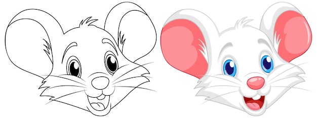 Vecteur gratuit coloriage dessin animé mignon de rat et sa couleur
