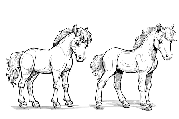 Vecteur gratuit coloriage dessin cheval conceptionjpg