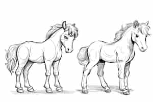 Vecteur gratuit coloriage dessin cheval conceptionjpg