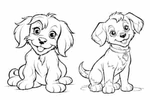 Vecteur gratuit coloriage dessin chiens