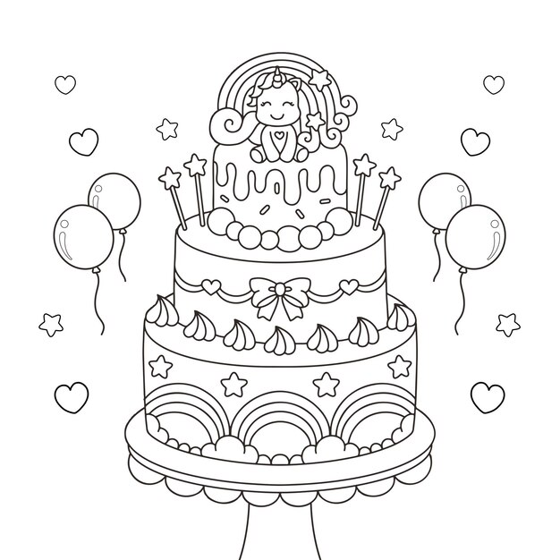 Carte D Anniversaire Avec Une Legere Licorne Et Un Cupacke Vecteur Gratuite