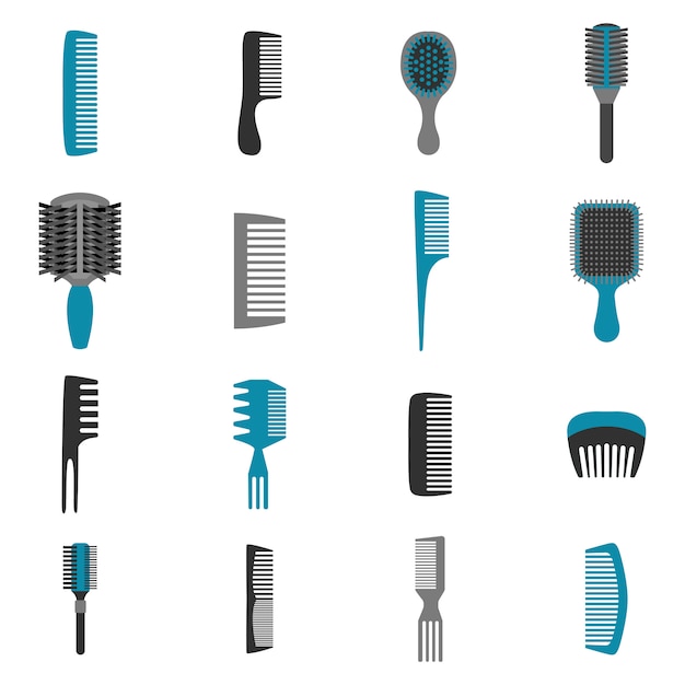 Vecteur gratuit comb icons flat set