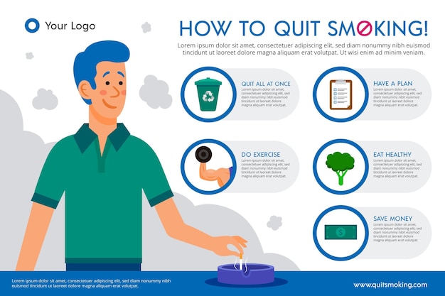 Vecteur gratuit comment arrêter de fumer - infographie