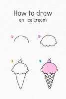 Comment dessiner un vecteur de tutoriel de doodle de crème glacée