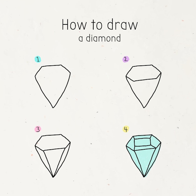 Comment dessiner un vecteur de tutoriel de doodle de diamant