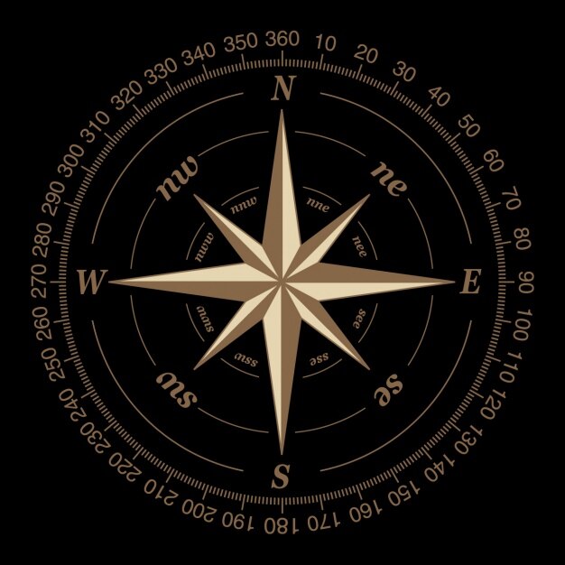 Compass sur un fond noir