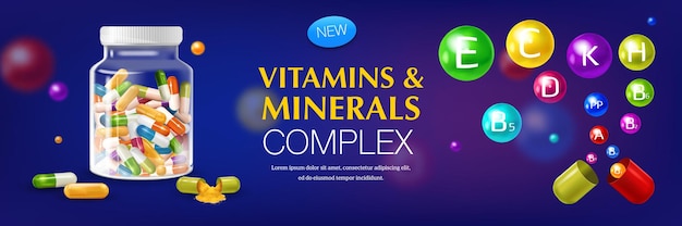 Vecteur gratuit complexe de vitamines et minéraux