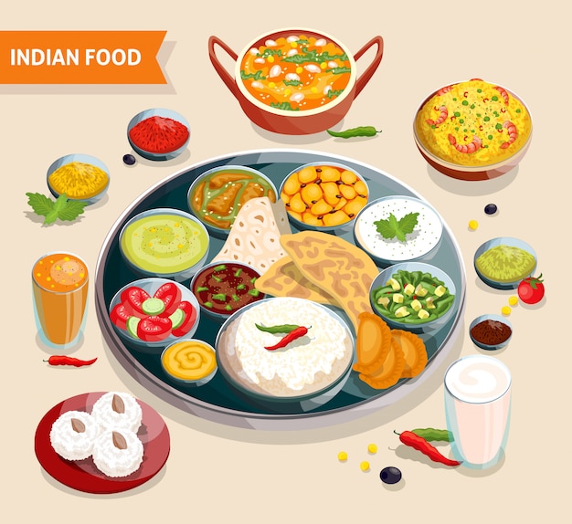 Vecteur gratuit composition des aliments indiens