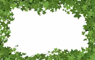 Vecteur gratuit composition de cadre de plante grimpante de lierre avec illustration rectangulaire et espace vide entouré d'illustration de branches et de feuilles