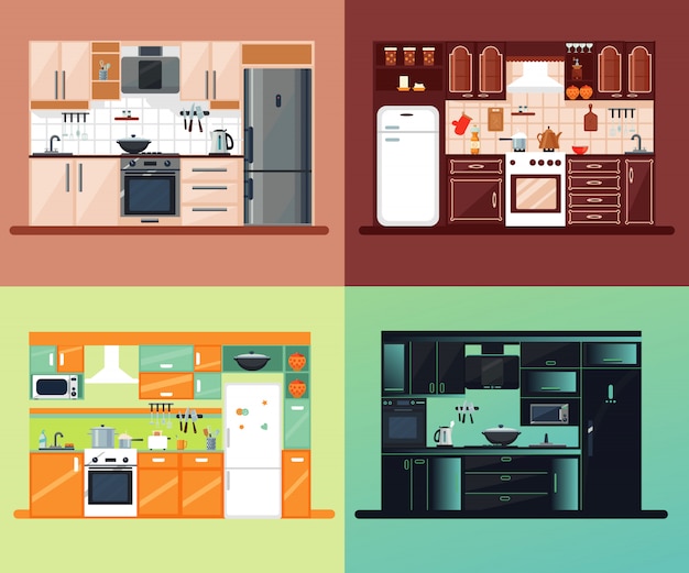 Composition carrée intérieure de cuisine