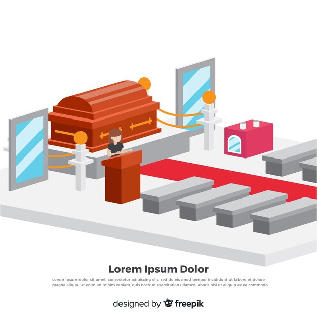 Composition de la cérémonie funéraire avec vue isométrique