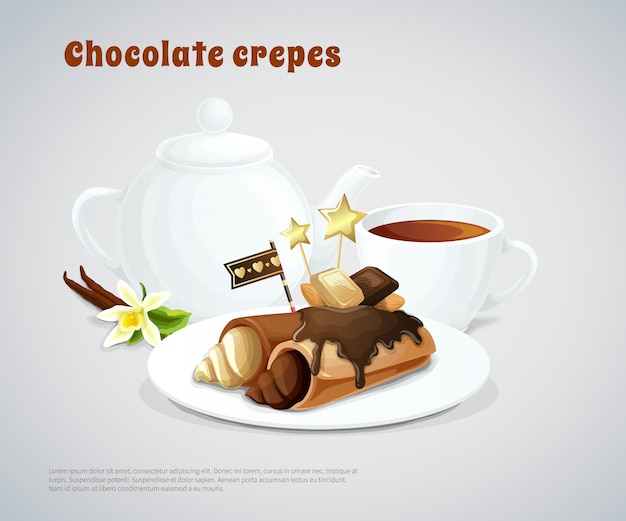 Composition de crêpes au chocolat