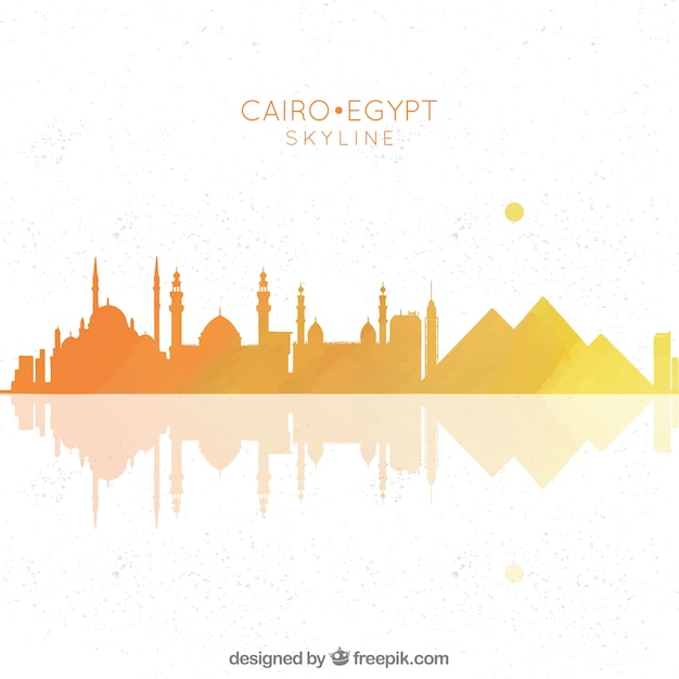 Vecteur gratuit composition dessinée avec l'horizon du cairo à la main