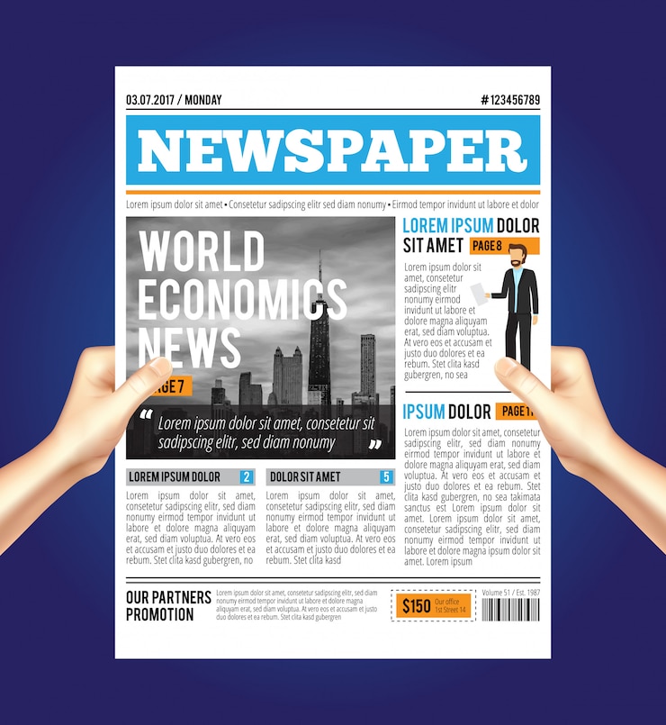 Vecteur gratuit composition du journal économique mondial