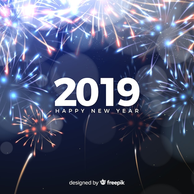 Composition du nouvel an 2019 avec feux d&#39;artifice