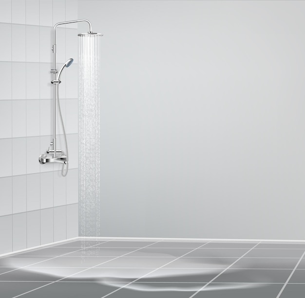 Vecteur gratuit composition du système de douche moderne