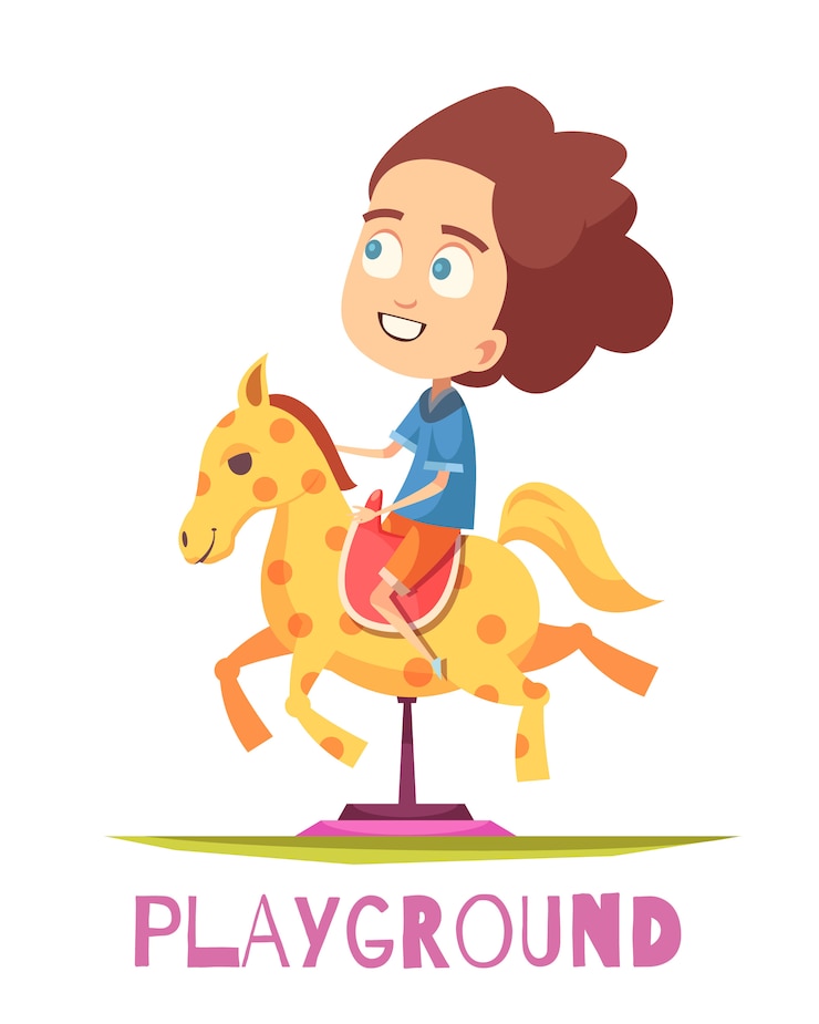 Vecteur gratuit composition du terrain de jeu du cheval à bascule