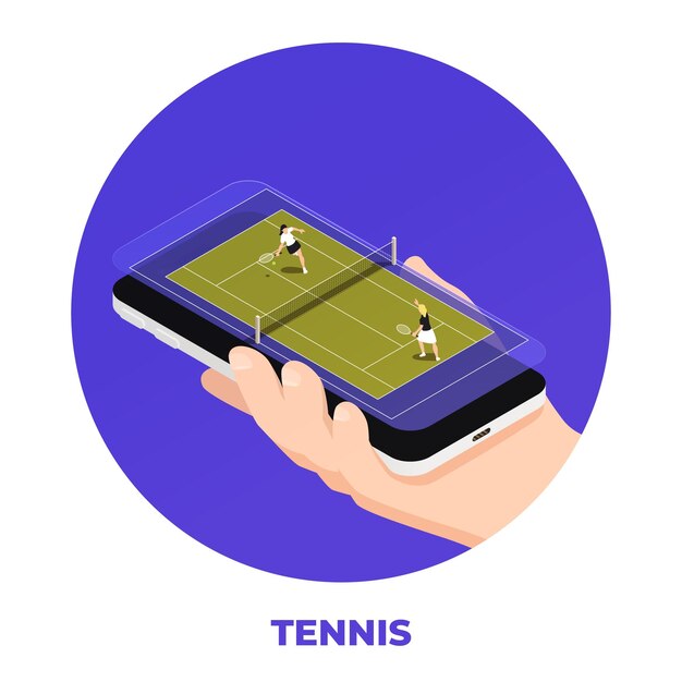 Vecteur gratuit composition du tour de tennis sur smartphone