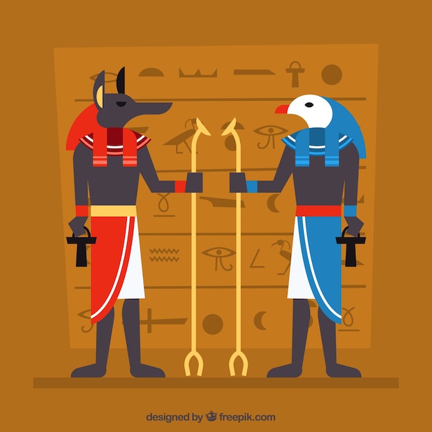 Composition De L'egypte Ancienne Avec Un Design Plat