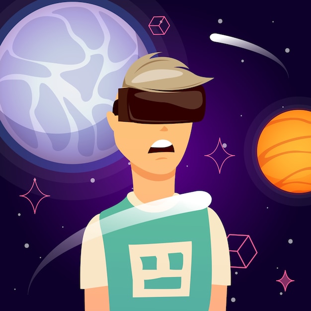 Vecteur gratuit composition d'exploration de l'espace de réalité virtuelle