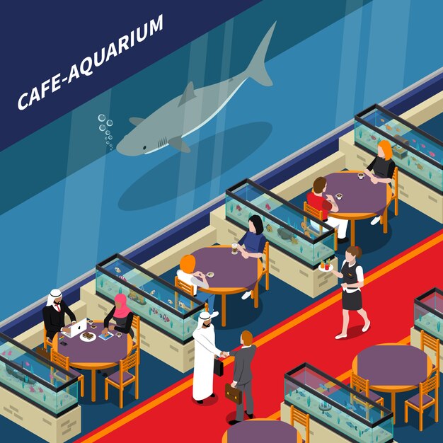 Composition isométrique de Cafe Aquarium