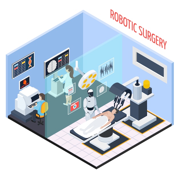 Vecteur gratuit composition isométrique de chirurgie robotique