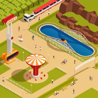 Composition isométrique du parc d'attractions