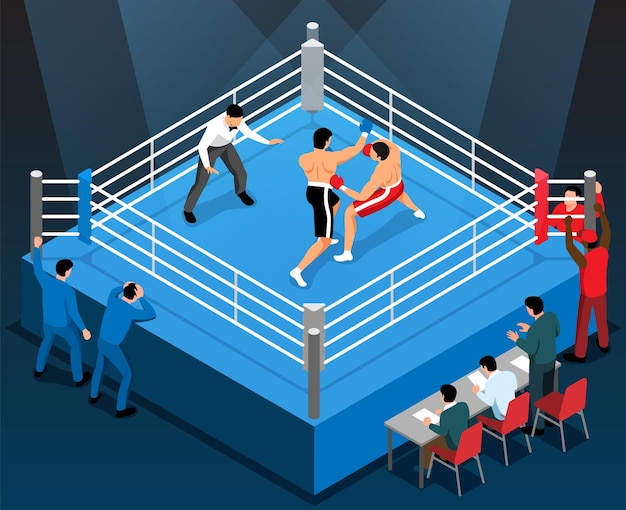 Vecteur gratuit composition isométrique du tournoi de boxe