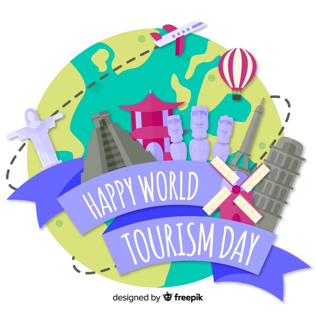 Composition de la journée mondiale du tourisme moderne au design plat