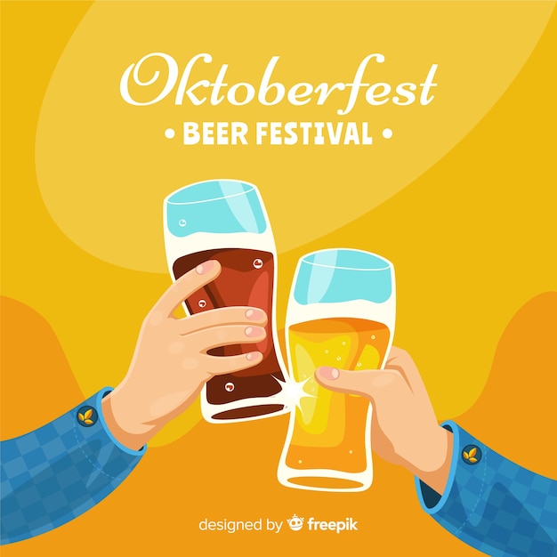 Vecteur gratuit composition d'oktoberfest classique avec un design plat