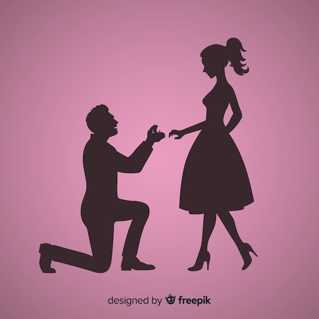 Composition de proposition de mariage avec style silhouette