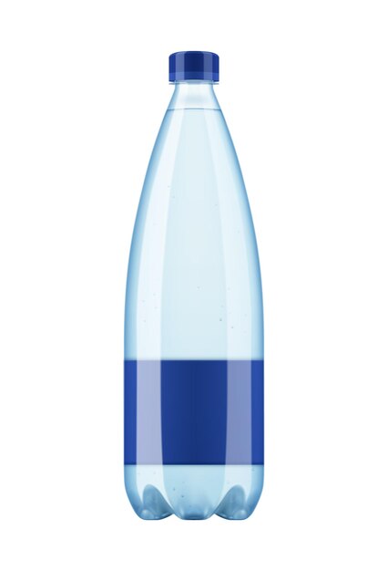 Composition réaliste de bouteille d'eau minérale avec image isolée de bouteille d'eau en plastique sur illustration vectorielle fond blanc